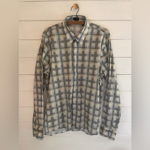 NWT GOOD MAN BRAND Big On-Point Printed Cotton Shirt Men XL Modern Twill Plaid - Picture 3 of 6